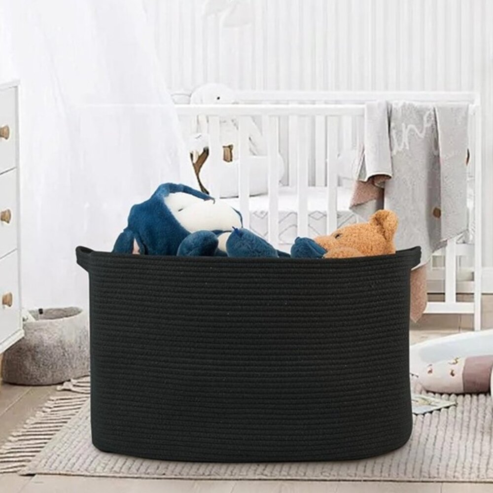 NEW Extra Large Rectangle Storage Basket, 23.6"x15.7"x14.1" Black Blanket Basket